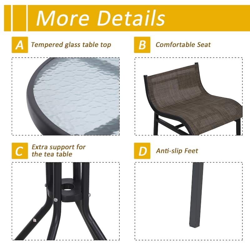 Santa Barbra 3-piece Outdoor Patio Pub Bistro Table and Chairs Set by Havenside Home