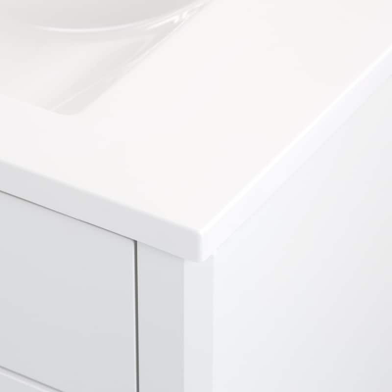 Spring Mill Cabinets Salil 60" Double-Sink Vanity With 2 Cabinets, 3 Drawers, and White Sink Top