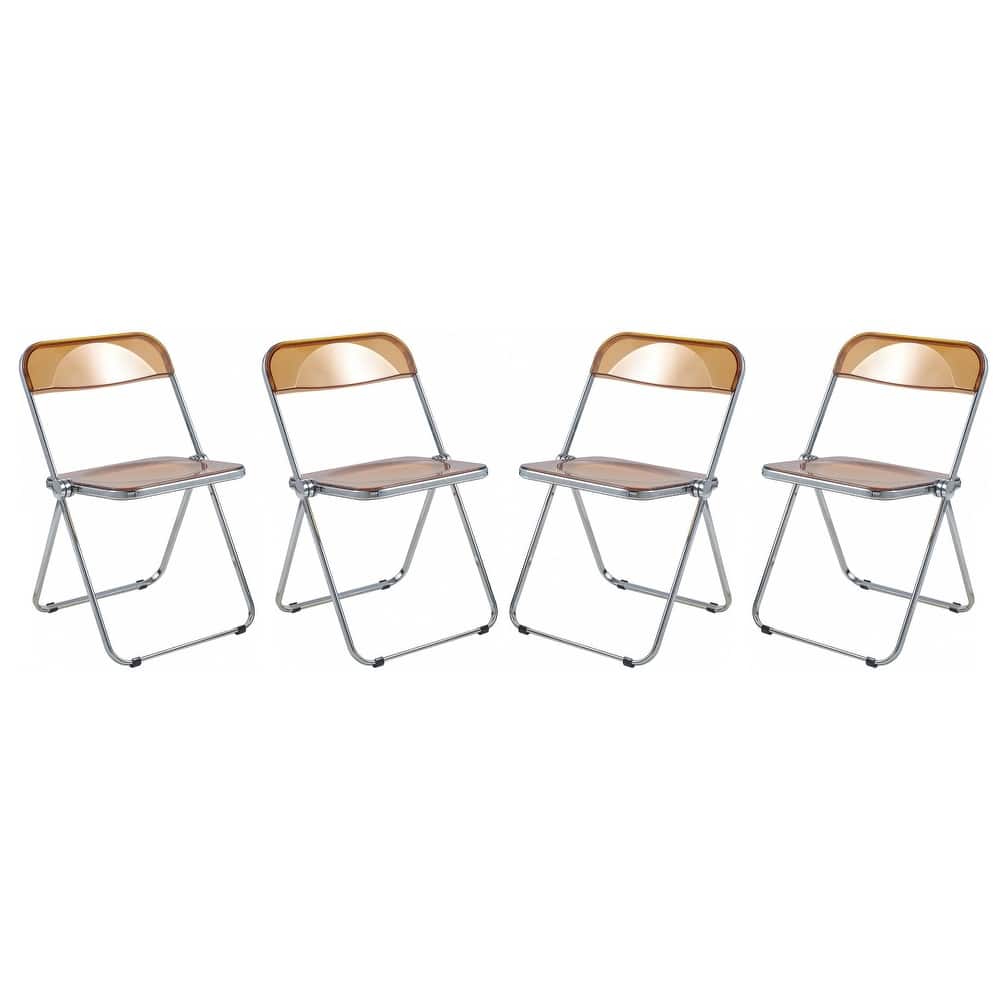 Acrylic Folding Dining Chair with Chrome Frame Set of 4 Lawrence Series by LeisureMod