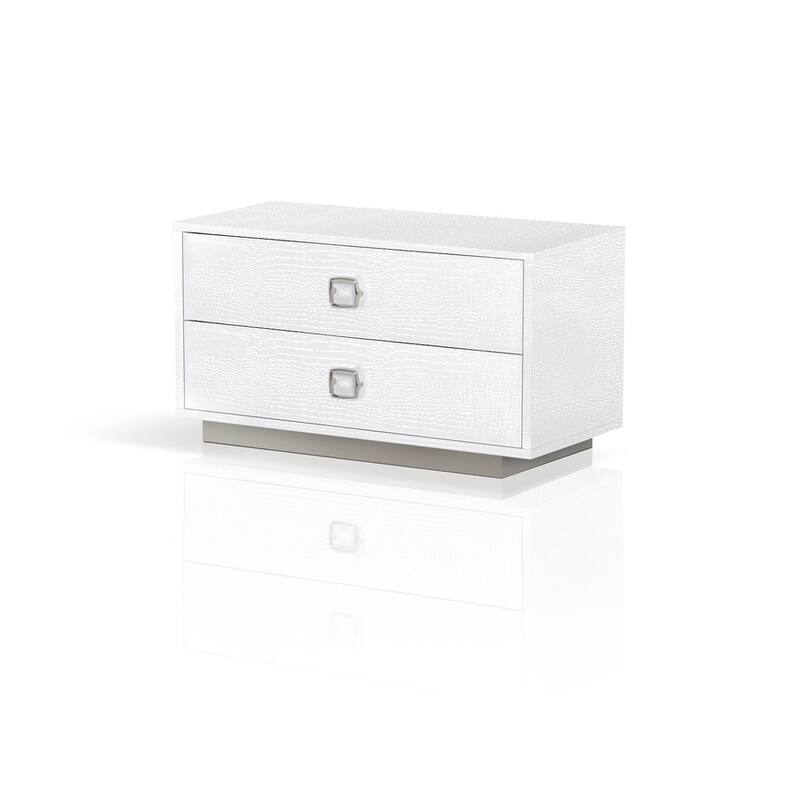 HomeRoots 19" White Solid and Manufactured Wood Two Drawer Nightstand