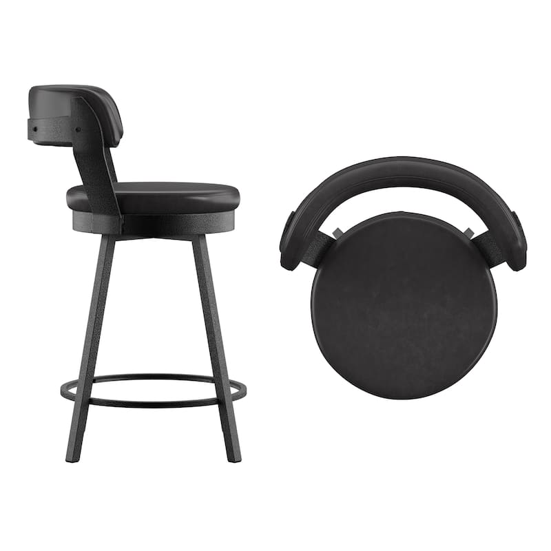 Grinzau Faux Leather Metal Swivel Stools (Set of 2)
