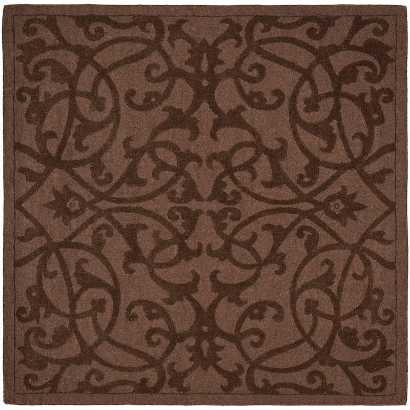 SAFAVIEH Handmade Impressions Anneluise Modern Scrolls Wool Rug - 6' Square - Brown
