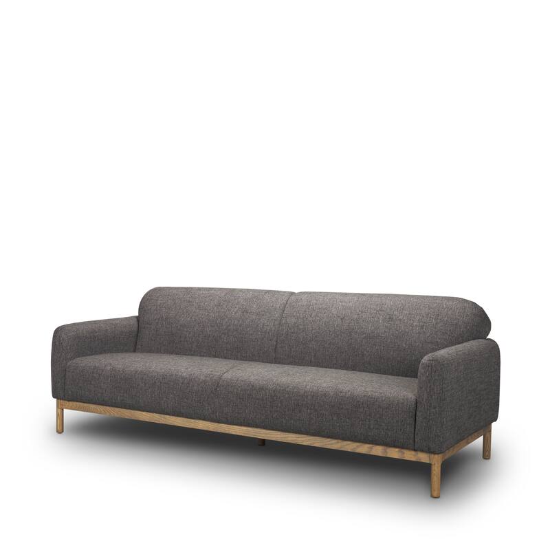 HomeRoots 90" Gray Fabric Sofa With Brown Legs