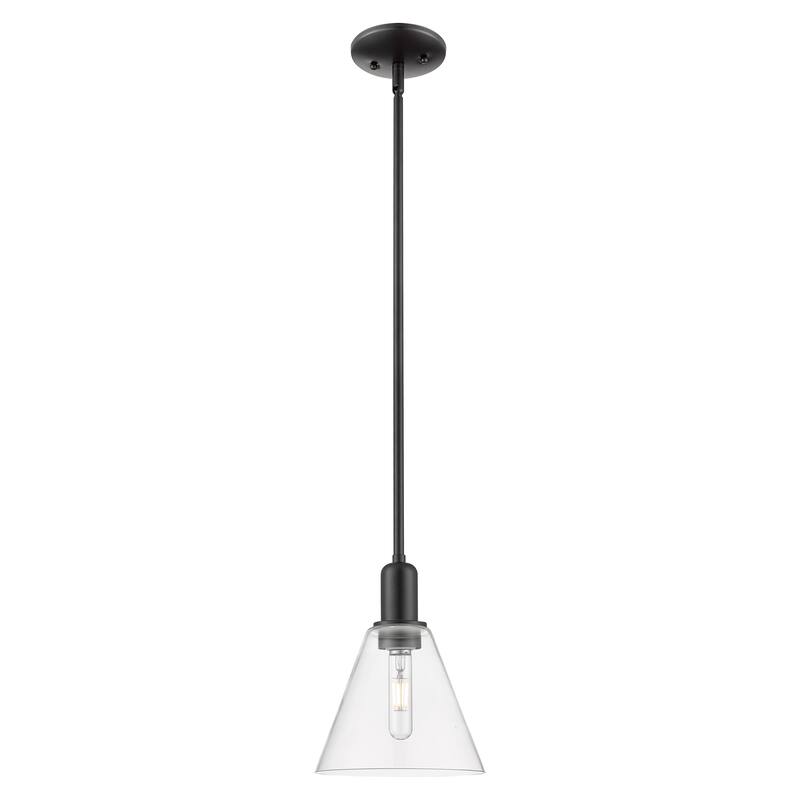 Innovations Lighting Endless Possibilities Arcadia - Berkshire Glass - 1 Light 8" Stem Hung Mini Pendant - Clear/Matte Black