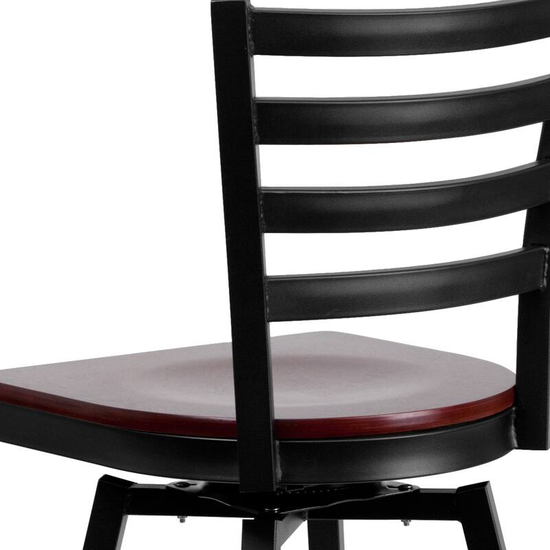 Ladder Back Swivel Metal Barstool - 16.5"W x 20.5"D x 44.5"H