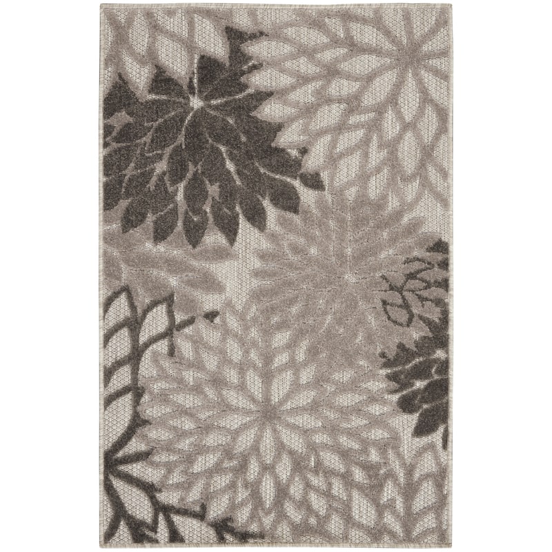 Nourison Aloha Floral Modern, Indoor/Outdoor Area Rug - 2'8" x 4' - Silver/Grey