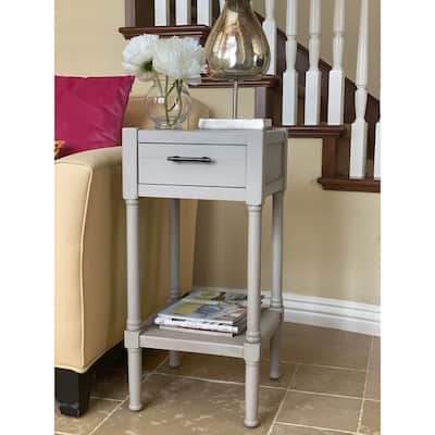 Farmhouse 1-Shelf And 1-Drawer Side Accent Table