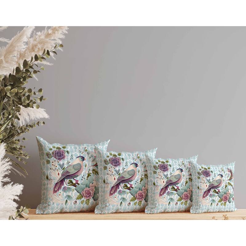 Songbird Rose Radiance Faux Suede Reversible Throw Pillow Green and Pink