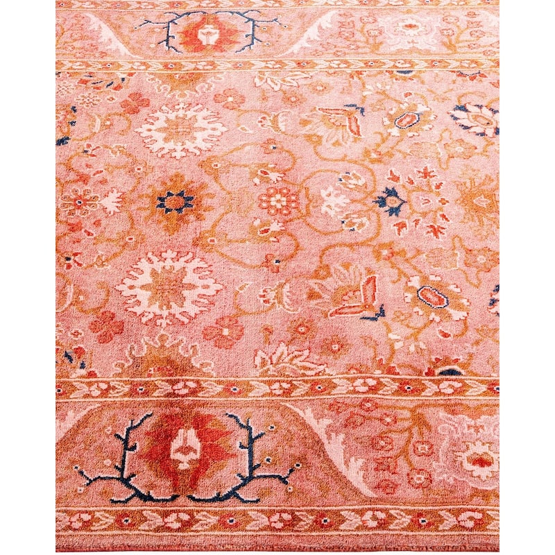 Overton Hand Knotted Wool Vintage Inspired Modern Contemporary Overdyed Pink Area Rug - 3' 1" x 5' 7"