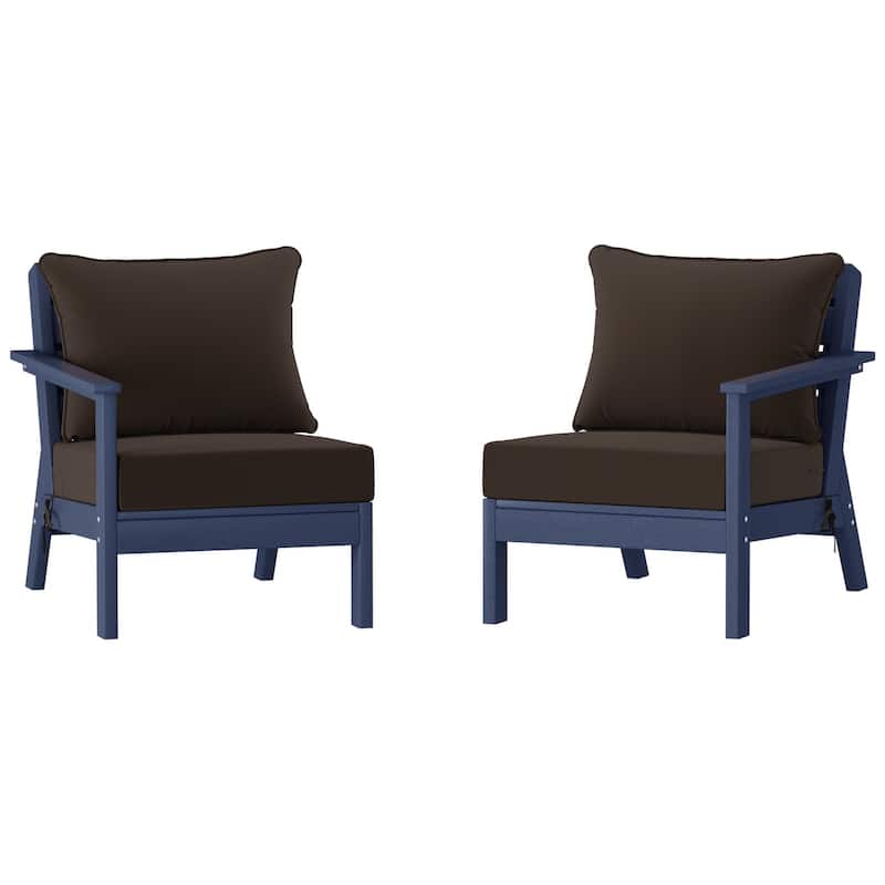 Polytrends Birchwood All Weather HDPE Outdoor Patio Deep Seating Navy Blue Loveseat (2-Piece)