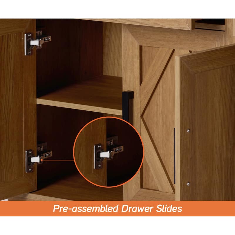 3-Column 73.3" Tall Bookshelf Set with Open Storage and Glass Doors