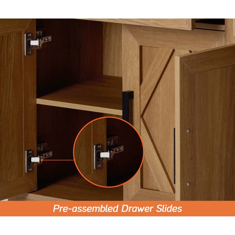 Farmhouse Entertainment Center with Storage Barn Door Cabinet for 50"-130" TVs