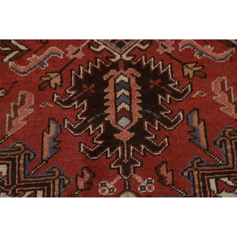 Traditional Geometric Heriz Persian Area Rug Hand-knotted Wool Carpet - 8'0" x 11'1"