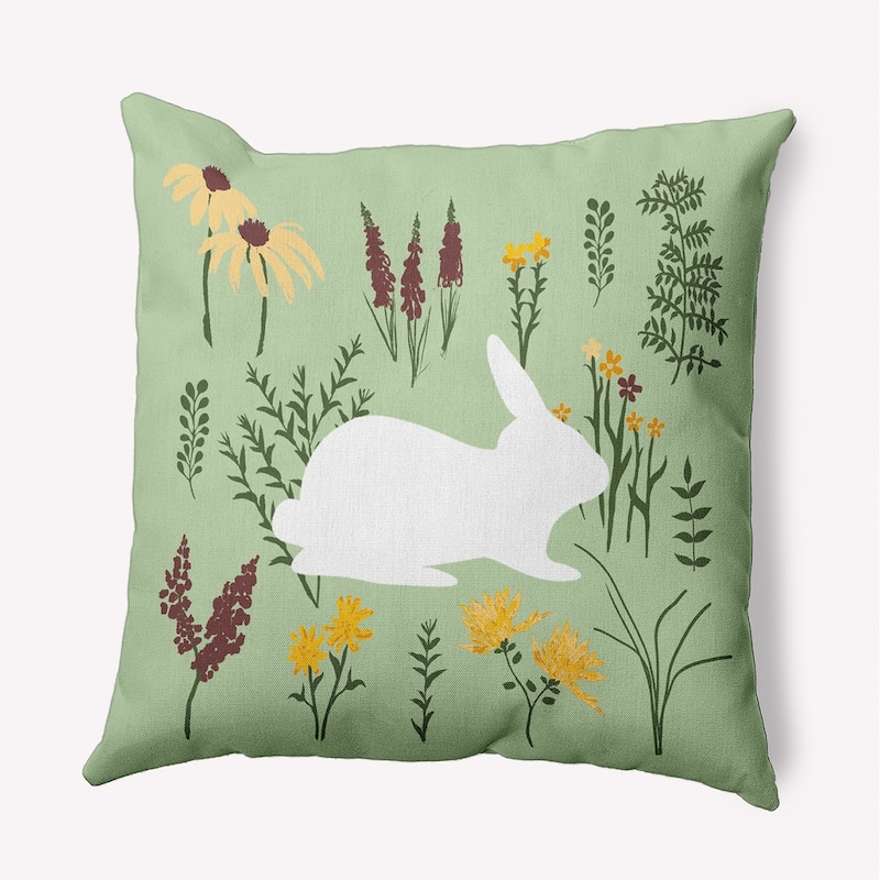 Spring Meadow Bunny Accent Pillow - Light Green - 20" x 20"