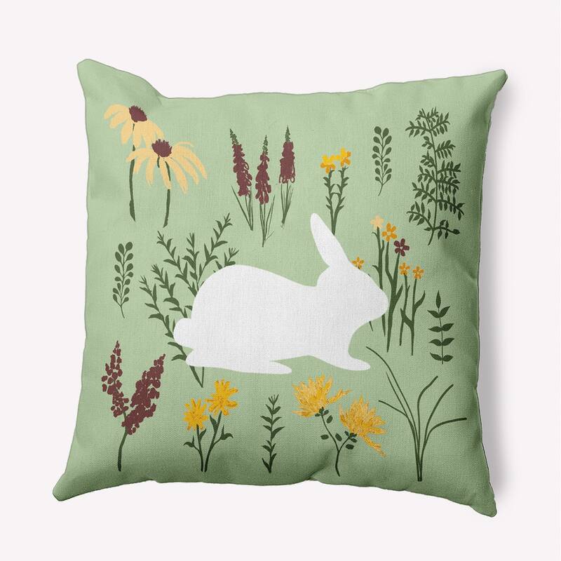 Spring Meadow Bunny Indoor/Outdoor Throw Pillow - Light Green - 20" x 20"