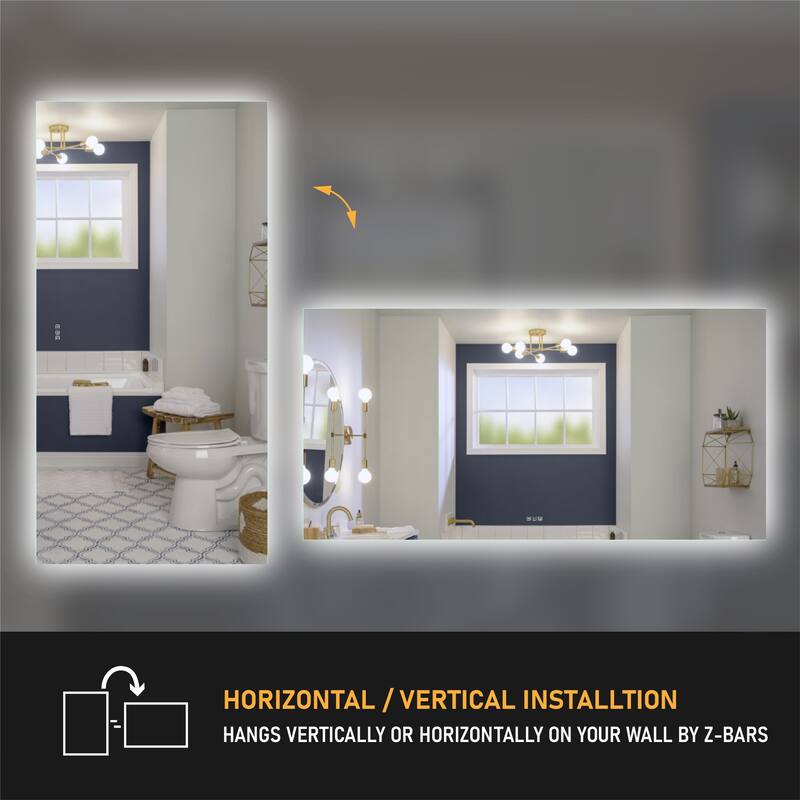 Wall Mounted Back Light Bathroom Frameless LED Mirror With Anti- Fog And Memory Function