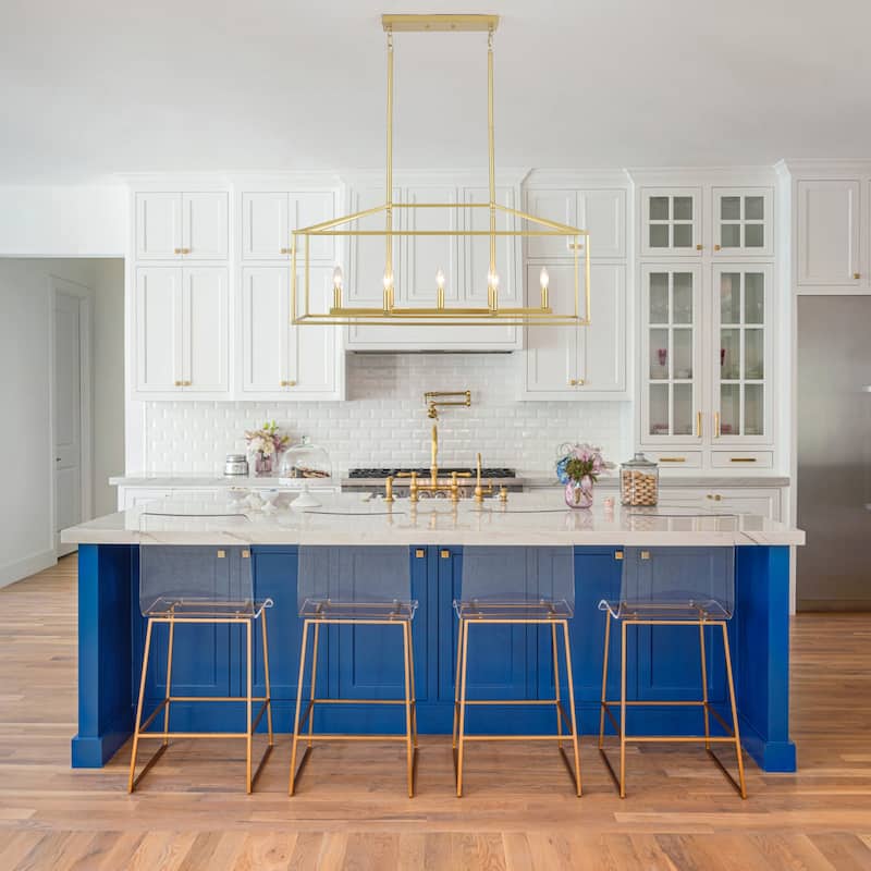 37.79" Wide 7-Light Traditional Farmhouse Rectangle Chandelier, Semi Flush Mount Chandelier, Kitchen Island Chandelier