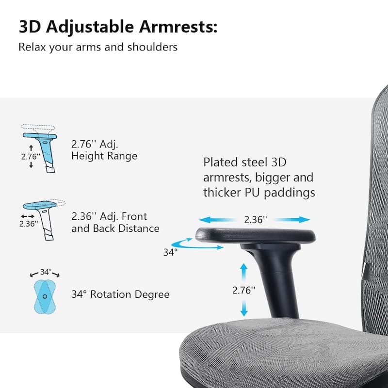 SIHOO Ergonomic Office Chair Mesh High Back Desk Chair Computer Chair,300lb, Black - 64*70*123