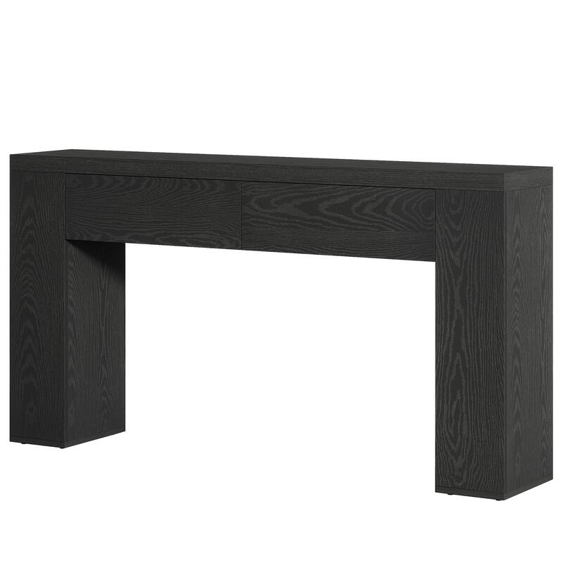 63-Inch Wooden Console Table with 2 Hidden Drawers, Sofa Table for Living Room, Hallway, Entrance, Foyer