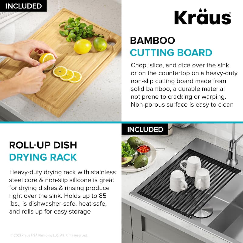 Kraus KWT302-30 Kore 30" Drop In Double Basin Stainless Steel Kitchen