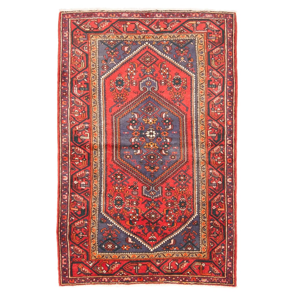 ECARPETGALLERY Hand-knotted Andelz Red Wool Rug - 4'6 x 6'11