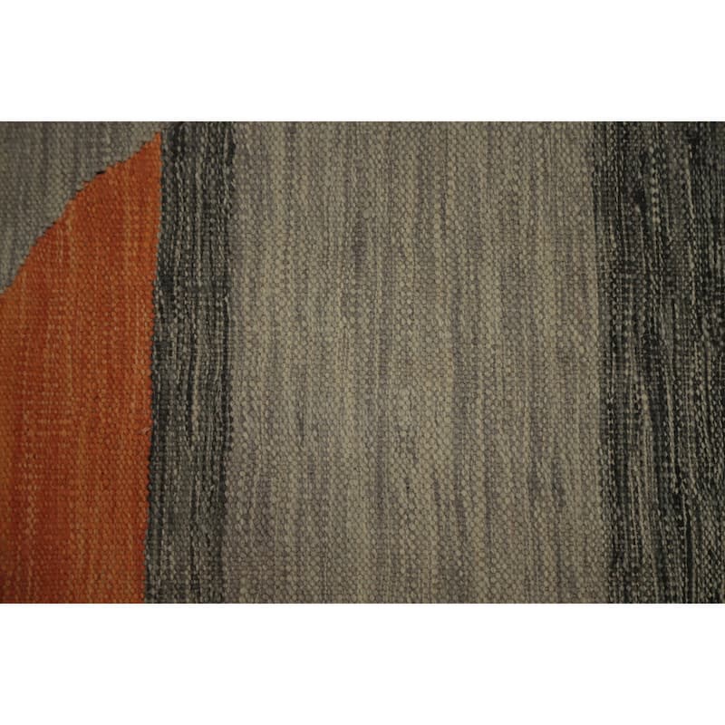 Hand Woven Oriental 100% Wool Carpet Southwestern Modern Greys & Charcoal Kilim Area Rug - 6' 8'' X 4' 9''