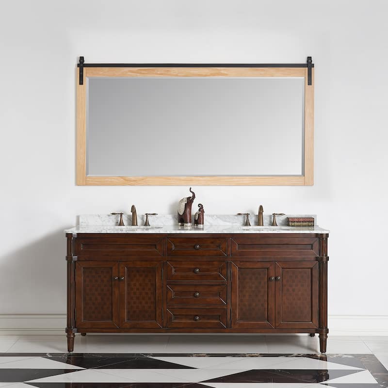Cortes 72" Bathroom Vanity Barndoor Wall Mirror in Pine