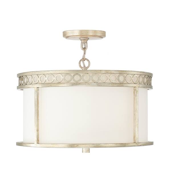 slide 2 of 7, Isabella 4-light Winter Gold Dual Mount Semi-Flush/ Pendant w/ White Fabric Shade