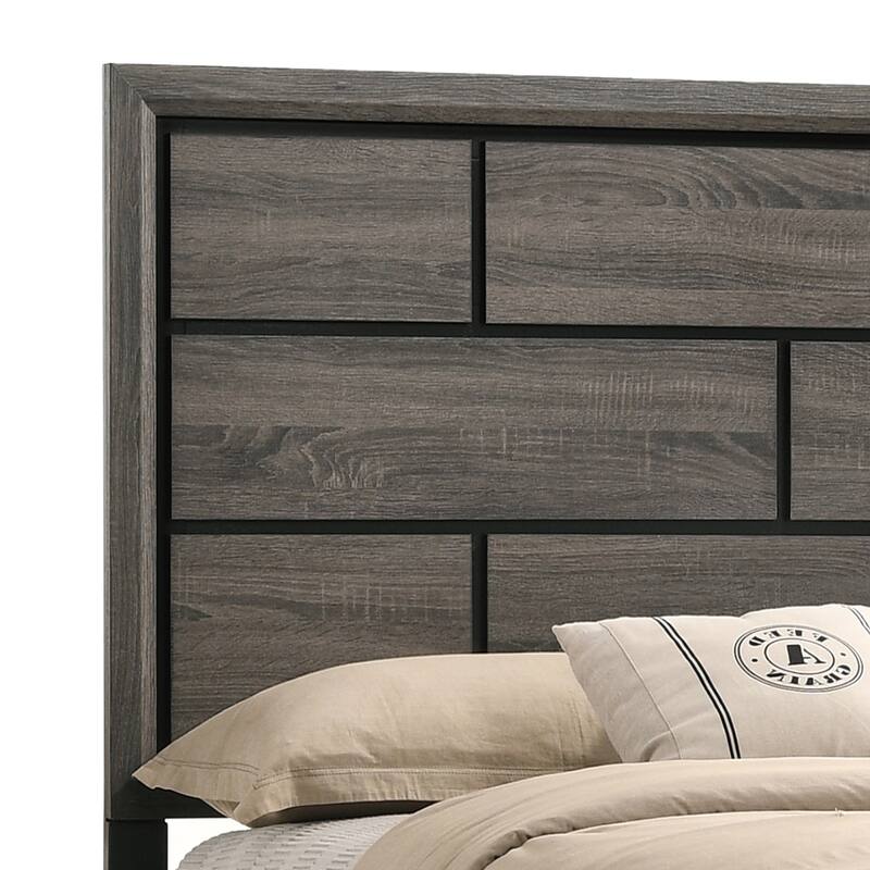 Vallendale Weathered Grey Queen Panel Bed with Tapered Leg