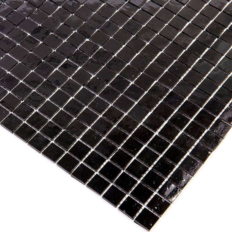 Apollo tile 12" x 12" Skosh Glossy Black Glass Tile (18.69 sq ft/case) - 20 Pack
