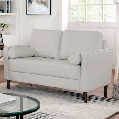 Faux Leather Upholstered Loveseat Sofa, Couch Settee with Cushions and Tapered Legs, 2-Seat Sofa with Pillows and USB Outlet