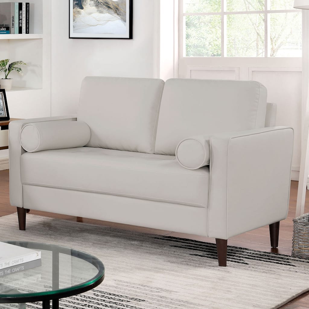 Faux Leather Upholstered Loveseat Sofa, Couch Settee with Cushions and Tapered Legs, 2-Seat Sofa with Pillows and USB Outlet