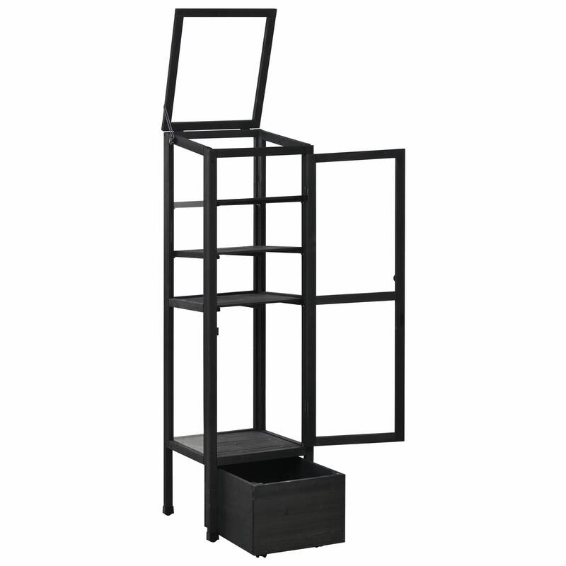62.4-Inch Wooden Cold Frame Greenhouse - Balcony Design with Adjustable Shelves and Movable Storage Box