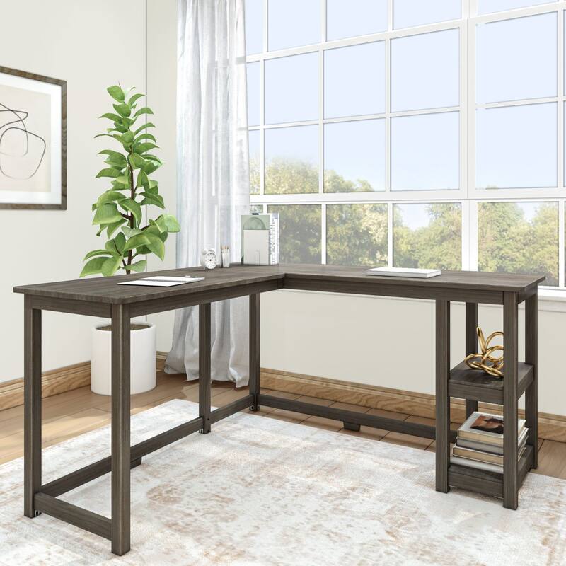 Max and Lily Corner Desk w/ Shelves - Clay