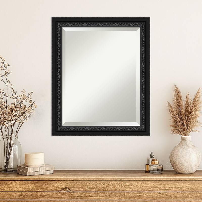 Downton Black Beveled Wood Framed Wall Mirror - Downton Black