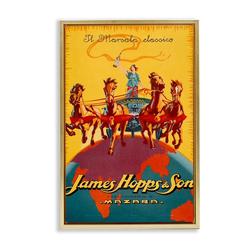 Stupell Antique Drink Bottle Advertisement Framed Floater Canvas Wall Art Design By Marcus Jules - 21 x 31 - Gold