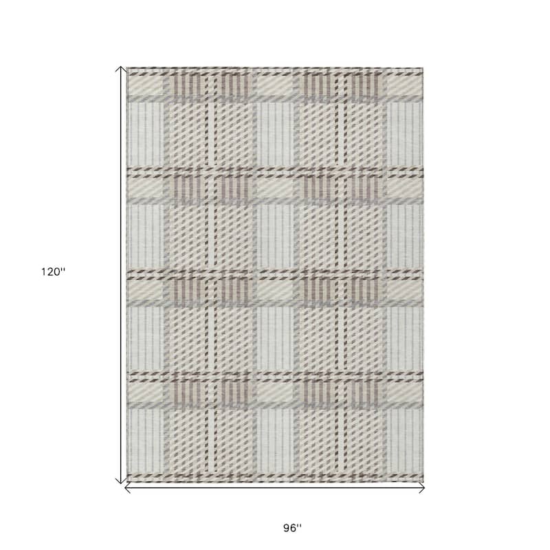 HomeRoots Plaid Transitional Rectangle Outdoor Rug