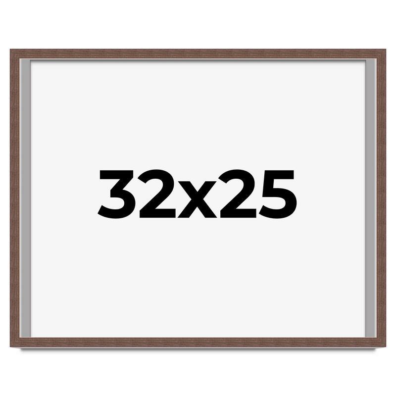 32x25 Shadow Box Frame Brown | 1.125 inches Deep Real Wood Rustic