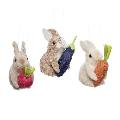 Buri Rabbit Easter Ornament Set of 3 - 3.15" x 2" x 3.5"