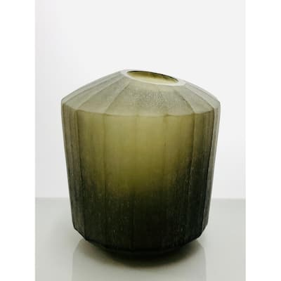 Vase Standard Smoke Vertical Flat Cut Stone Finish Dia 7.75" -ST - Smoke - Smoke