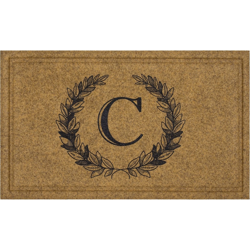 Mohawk Home Monogram Initial Faux Coir All Weather Recycled Rubber Door Mat - 2' x 3' - Laurel Monogram C