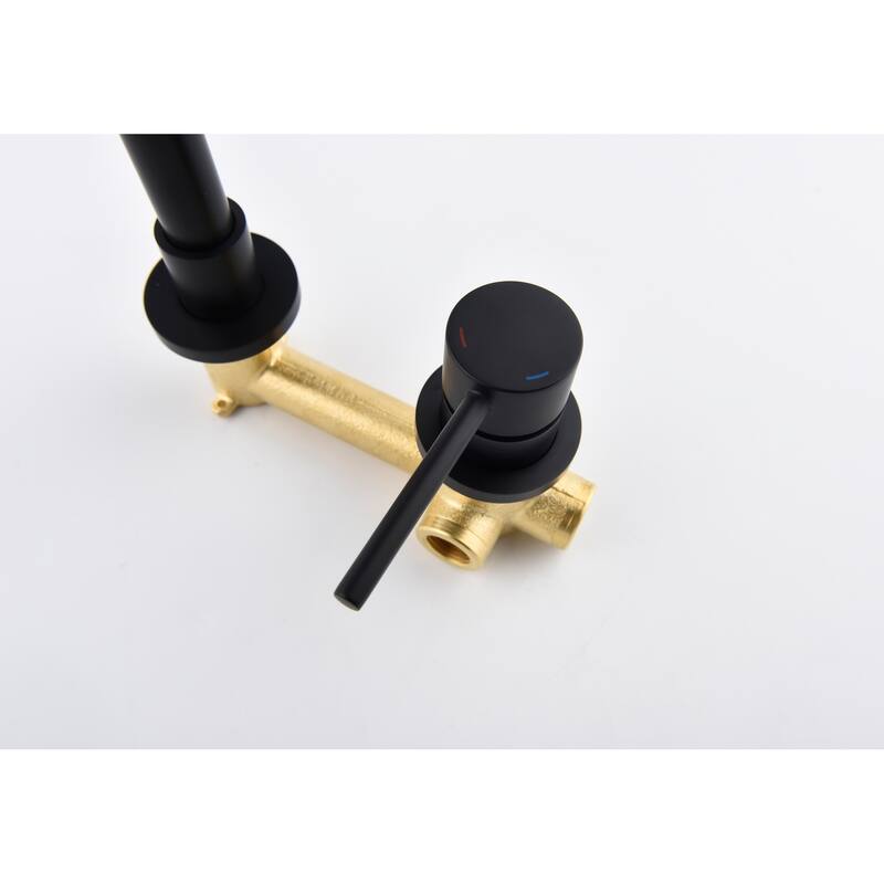 Wall Mounted Bathroom Sink Single Handle Faucet with Pop Up Drain, Silent Splash Proof, No Overflow, Easy Clean