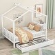 preview thumbnail 1 of 7, White Full Metal House Platform Bed with Drawers, Headboard, Footboard