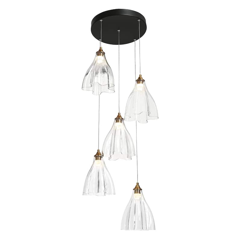 Modern LED 5-Light Island Chandeliers Cluster Pendant Lights for Kitchen Island - Gold
