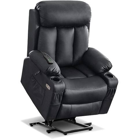 Mcombo Large Electric Power Lift Recliner Chair with Extended Footrest for Big and Tall Elderly People, Faux Leather 7426