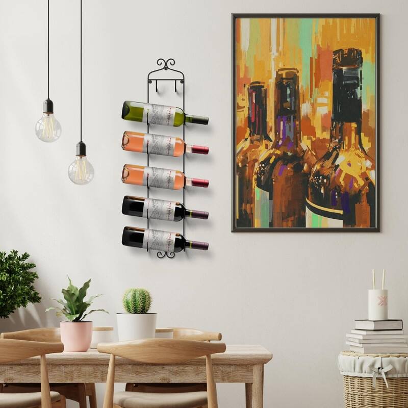 Wine Rack Wall Mounted - 6.5"D x 6"W x 45"H