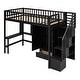 preview thumbnail 20 of 37, Twin Size Loft Bed with Storage Stairs, Desk and Wardrobe， Combination Wood Children's Bed Frame with Bookshelf, Drawers