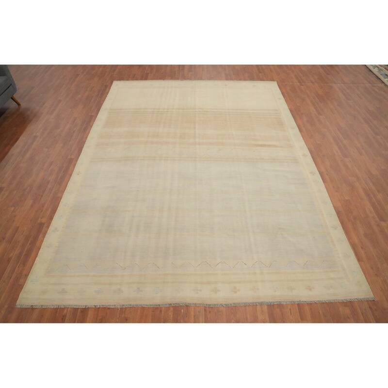 Hand Woven Oriental 100% Wool Carpet Southwestern Tribal Multi-Colored Kilim Area Rug - 12' 10'' X 9' 8''