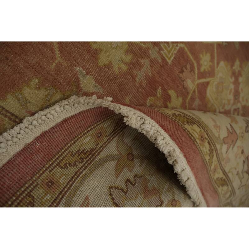 Hand Knotted Oriental 100% Wool Carpet Traditional Floral Oranges & Rust Ziegler Area Rug - 8' 2'' X 7' 9''