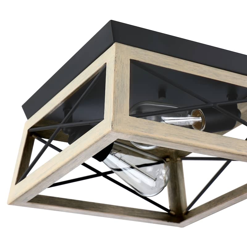 2 - Light 12'' Caged Geometric Flush Mount Ceiling Light